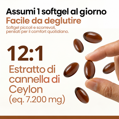 Cannella di Ceylon equivalente a 7200mg con Olio MCT