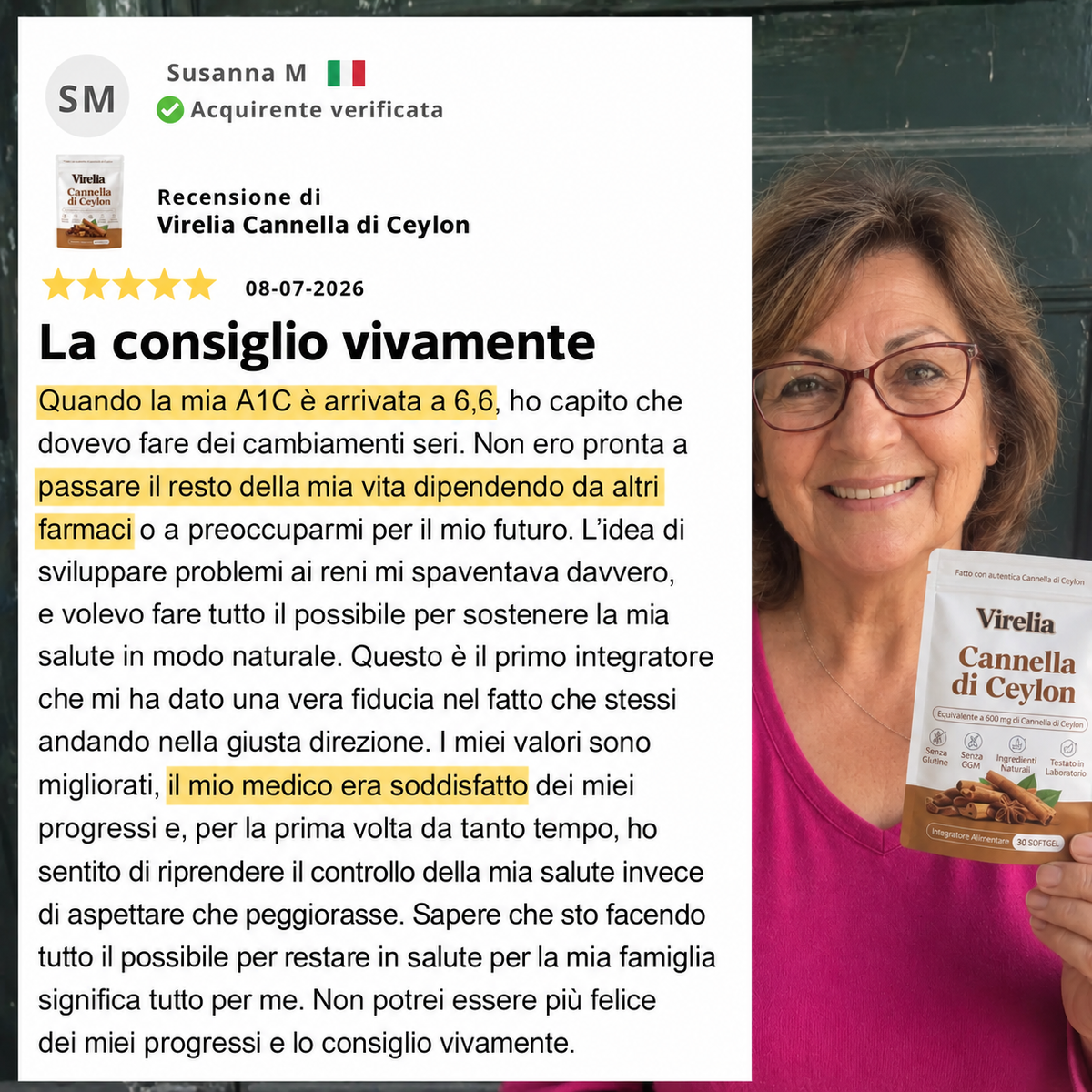 Cannella di Ceylon equivalente a 7200mg con Olio MCT