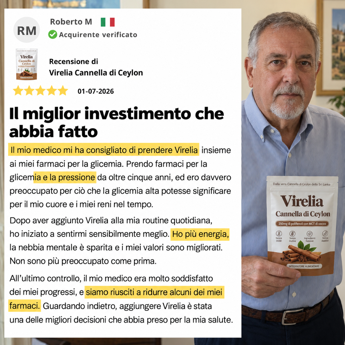 Cannella di Ceylon equivalente a 7200mg con Olio MCT